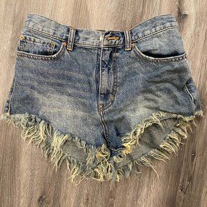 Urban Outfitters BDG Cheeky High Waisted Frayed Denim Shorts Women's Size 28